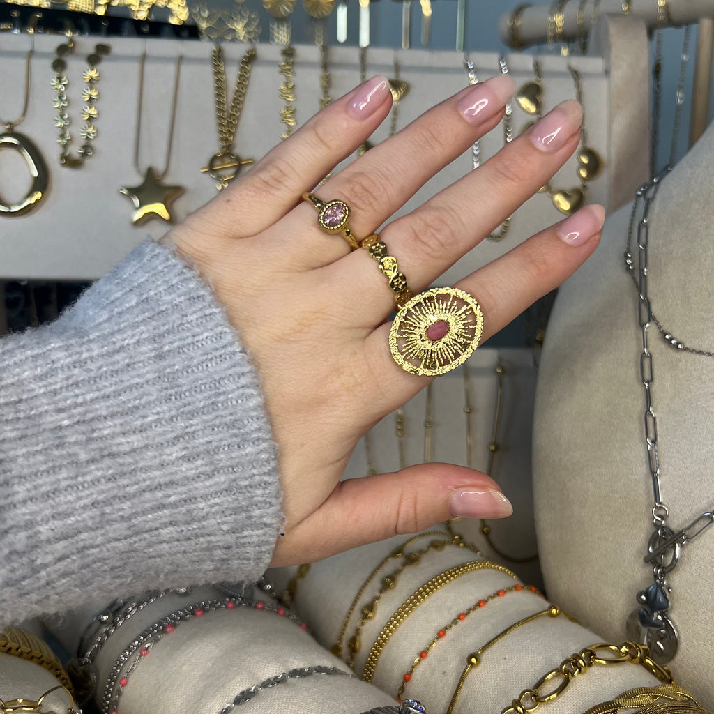 Roze Round Twister | Ring