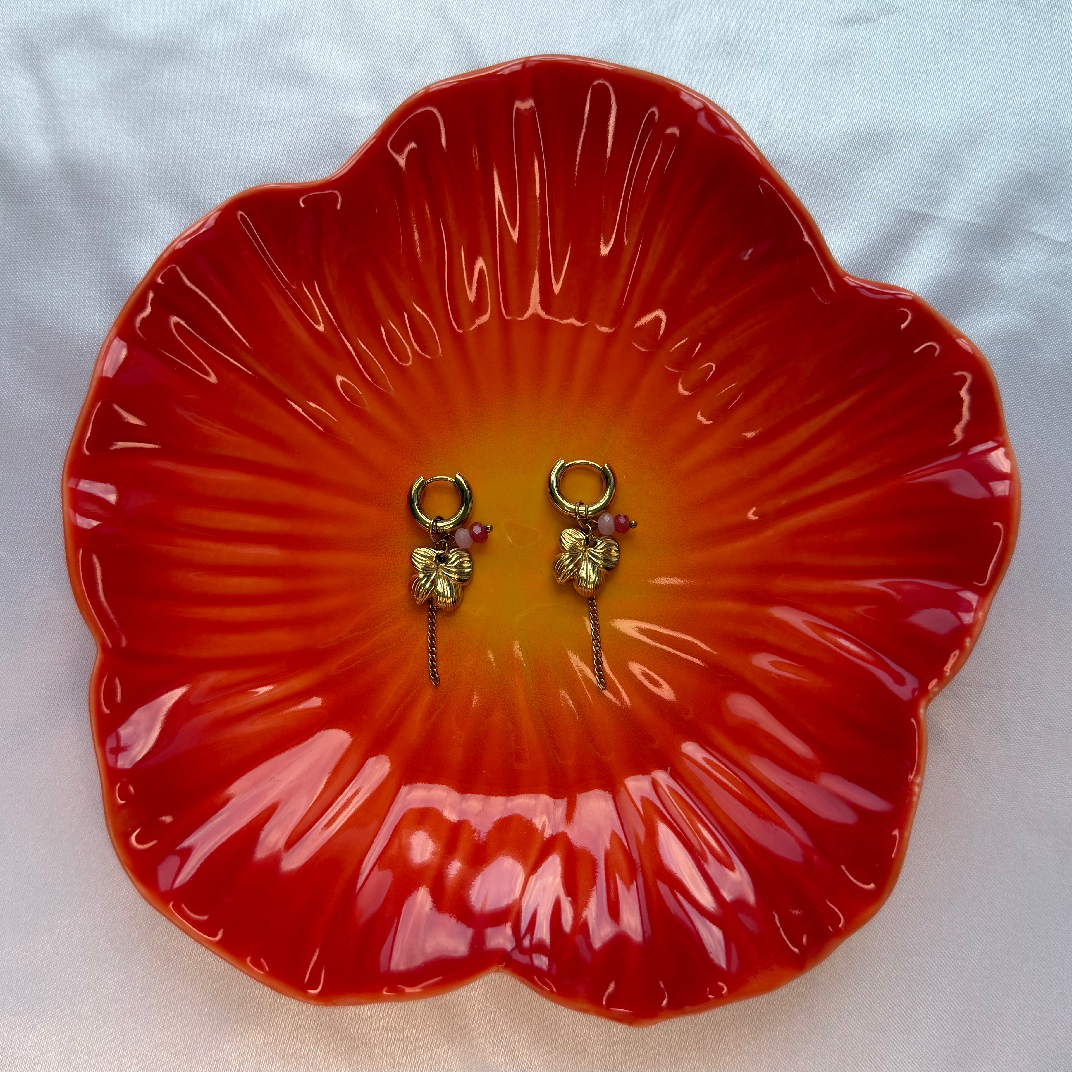 Roze Flower | Oorbellen