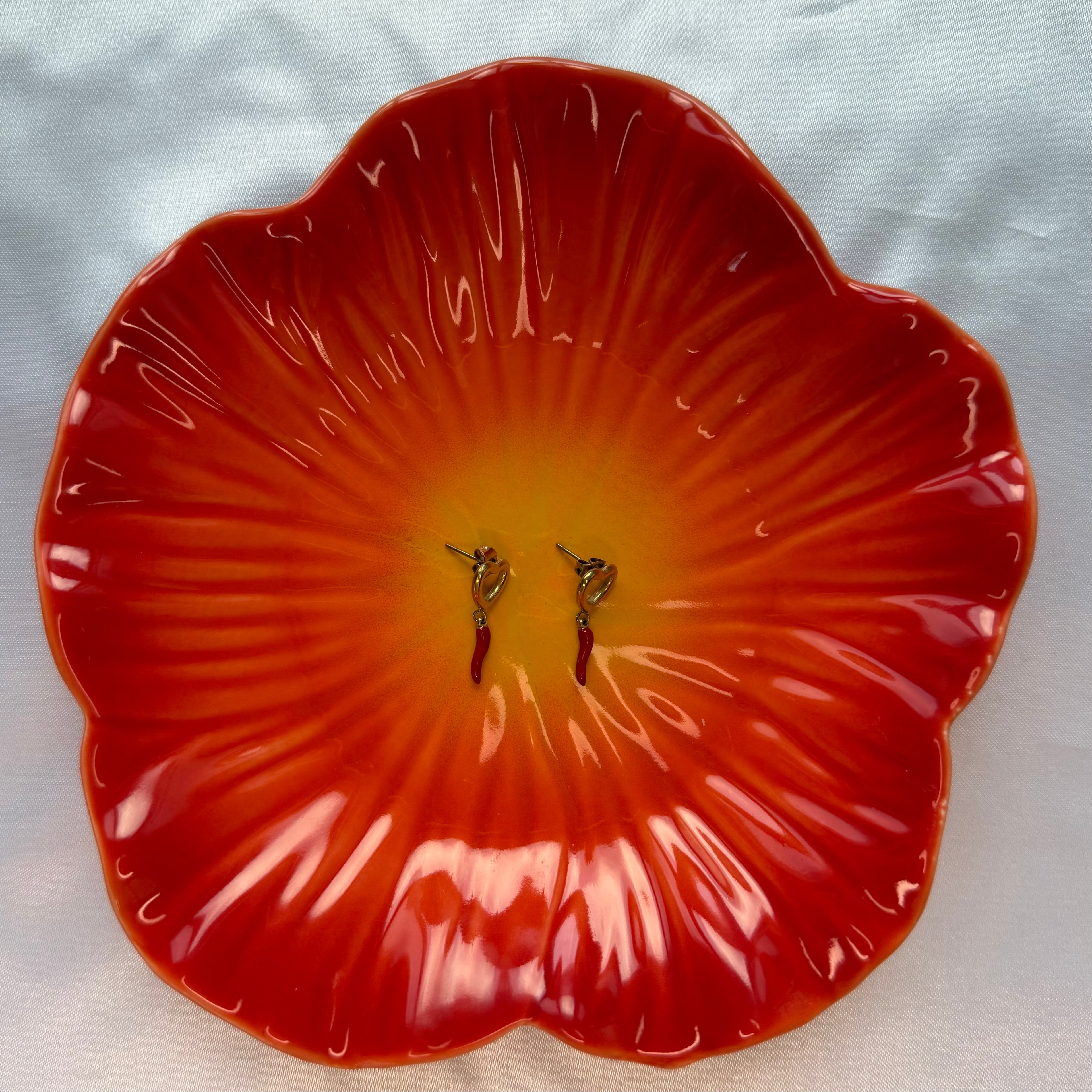 Rode Hot Chili Heart | Oorbellen