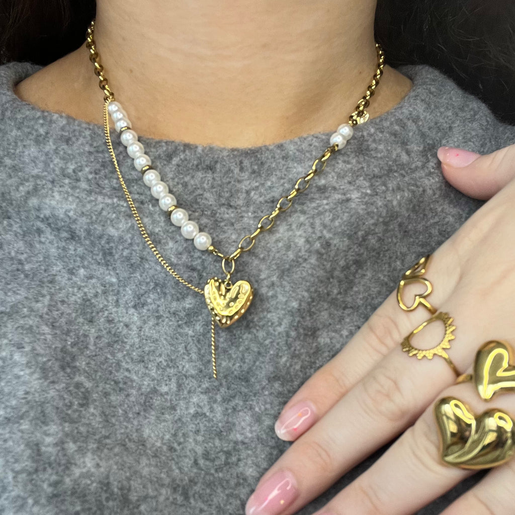Witte Pearl Heart | Ketting