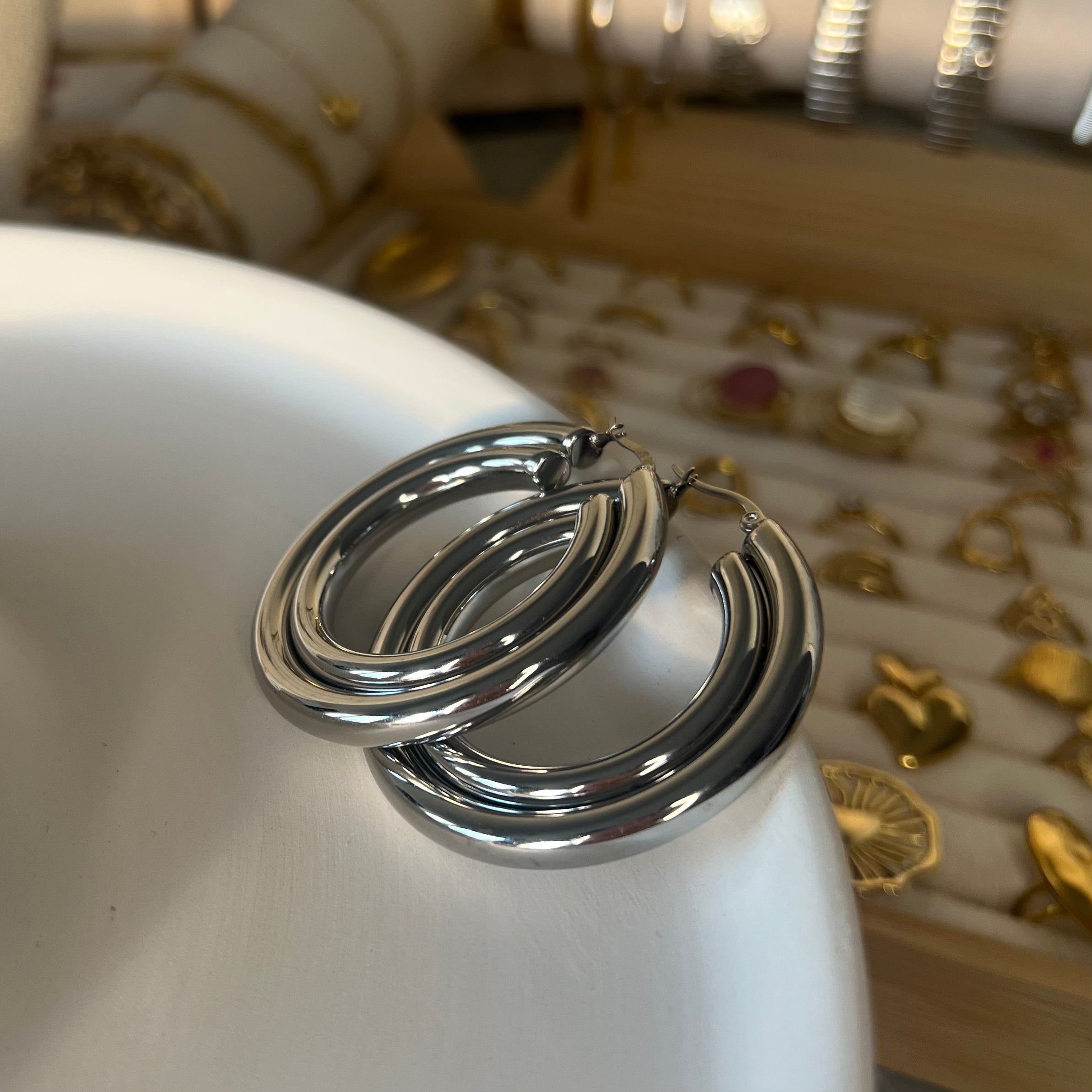 Small Double Align Hoops | Oorbellen