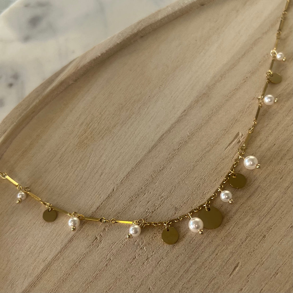 Witte Pearl Coins | Ketting