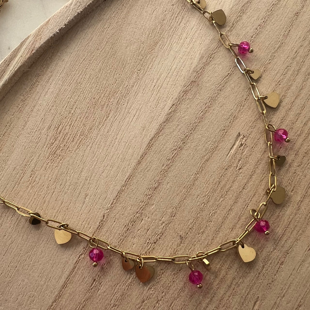 Roze Hartjes Heart | Ketting